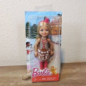 Barbie Chelsea Doll 5"Mini Brown Gingerbread Holiday Dress DMN90 2016